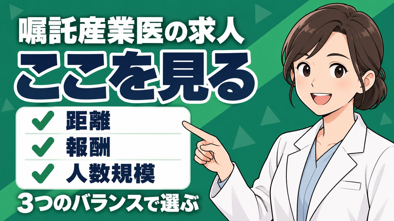 嘱託産業医の求人は、距離・報酬・人数規模のバランスで選ぶ